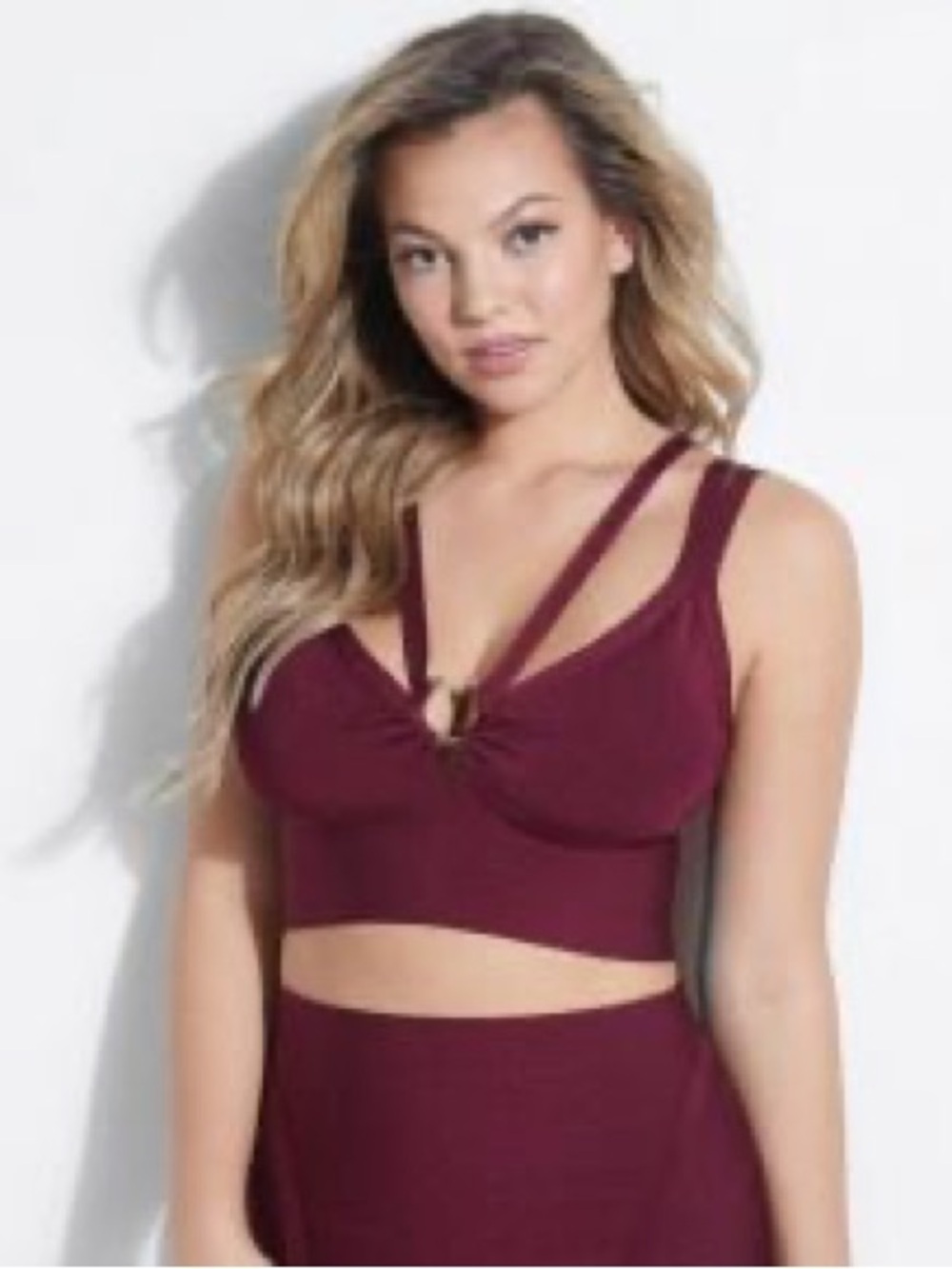 GUESS Burgundy Strappy Crop Top